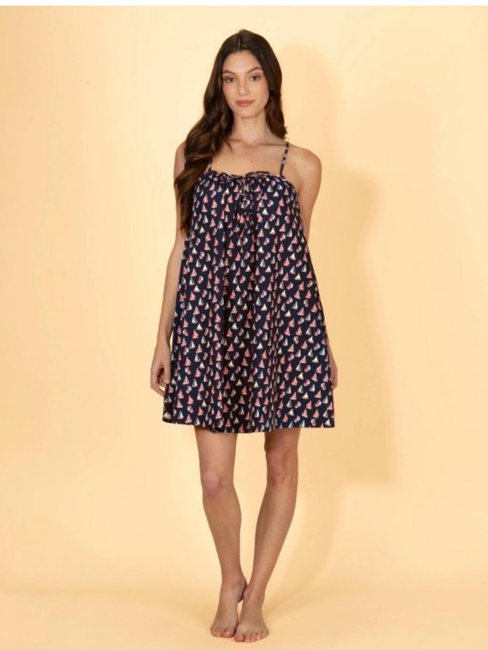 NWT Women’s Solid & Striped Sailboat Relaxed Flowy Dress Sz M Navy Nautical